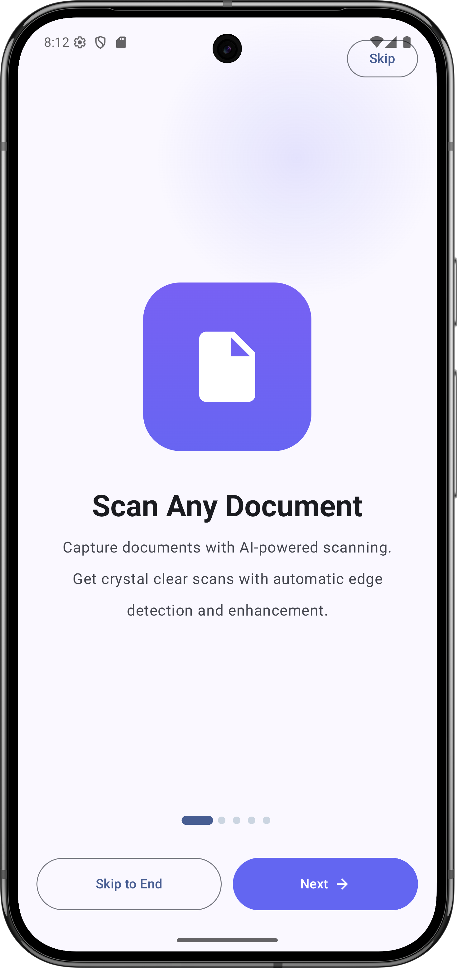 Kanzly app screenshot showing scanning workflow